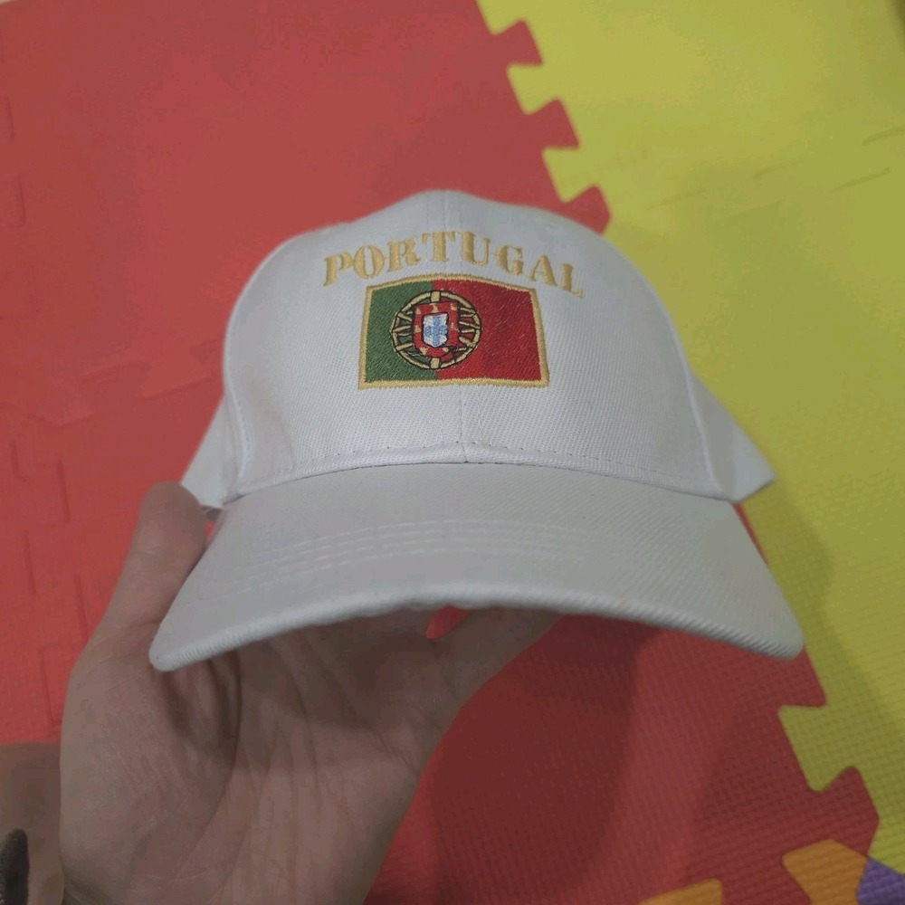 Portugal Flag Baseball Cap - White EmbroideredHat - One Size Fits Most -‎ New